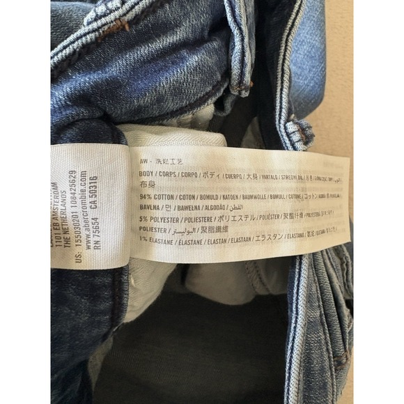 Abercrombie & Fitch Women's 27/4s Mid Rise Super‎ Skinny Ankle Blue Jeans - Picture 7 of 8